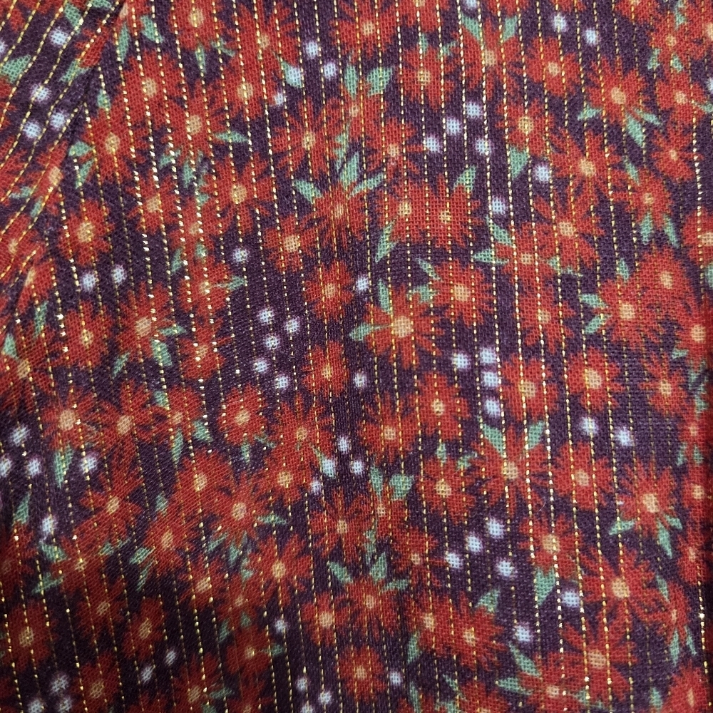 Cat & Jack Girls Ditsy Floral Print Metallic Stripe Long Sleeve Dress Size XL 14 - Picture 6 of 10